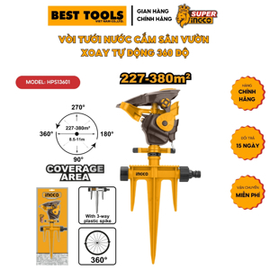 Đầu phun tưới nước 360 độ Ingco HPS13601
