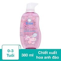 Dầu tắm & gội 2in1 cho bé D-nee Organic chiết xuất hoa anh đào 380 ml (0 - 3 tuổi)