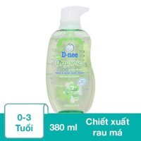 Dầu tắm & gội 2in1 cho bé D-nee Organic chiết xuất rau má 380 ml (0 - 3 tuổi)