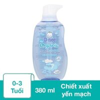 Dầu tắm & gội 2in1 cho bé D-nee Organic chiết xuất yến mạch 380 ml (0 - 3 tuổi)