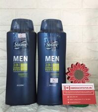 Dầu tắm, gội, xả Suave Men 3 in 1 Shampoo, Conditioner and Body Wash 828ml của Mỹ