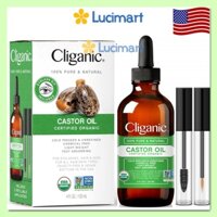 Dầu thầu dầu hữu cơ Castor Oil Cliganic nguyên chất 100% dành cho da, tóc, lông mi, lông mày [Hàng Mỹ]