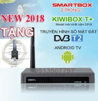 Đầu thu Android tivi box kết hợp truyền hình dvb T2 kiwibox T+ 2 trong 1 tặng anten liền dây 15m