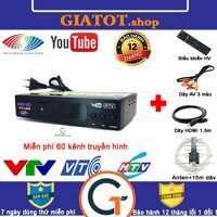 Đầu thu kỹ thuật số Hùng Việt TS123 tặng bộ phụ kiện 4 món: anten + điều khiển+ dây AV + dây HDMI