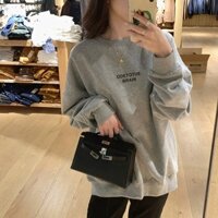 Đầu Thu Màu Xám Áo Khoác Nữ Hoodless oversize Rời Xuân Thu Hợp Thời Trang ins Thu Đông Dài Tay Top Nữ D3FD