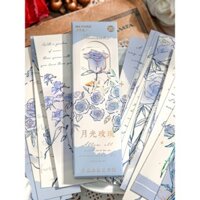 Dấu trang giấy bạc vàng hồng ánh trăng, cao cấp, vẽ tay, bó hoa lãng mạn, nhật ký đọc sách, thiệp trang trí DIY