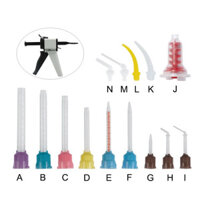 Đầu trộn ấn tượng nha khoa Súng cao su silicon Băng tải Đầu trộn Đầu phun ấn tượng dùng một lần Vật liệu nha khoa