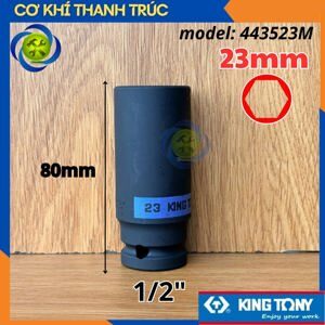 Đầu tuýp 1/2″ đen dài lục giác Kingtony 443523M