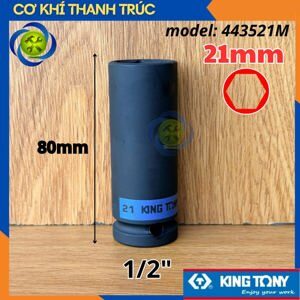 Đầu tuýp 1/2″ đen dài lục giác Kingtony 443521M