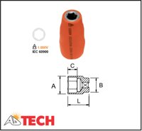 Đầu tuýp 3/8 inch cỡ 24 mm cách điện 1000V Ega Master 74998