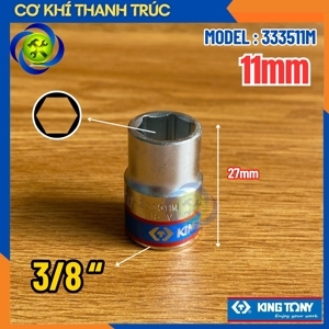 Đầu tuýp 6 góc 3/8" Kingtony 333511M, 11mm