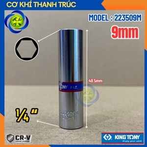 Đầu tuýp dài 1/4" Kingtony 223509M, 9mm