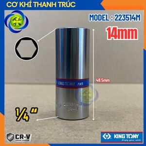 Đầu tuýp dài 1/4" Kingtony 223514M, 14mm