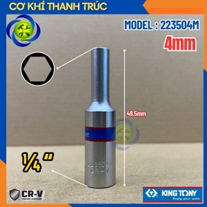 Đầu tuýp dài Kingtony 223504M, 4mm 1/4"