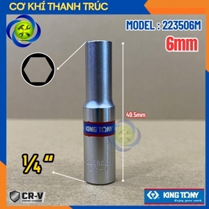 Đầu tuýp dài Kingtony 223506M, 6mm 1/4"