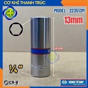 Đầu tuýp dài Kingtony 223513M, 13mm 1/4″