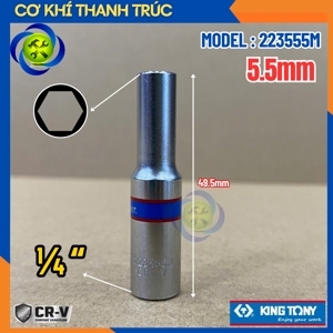 Đầu tuýp dài Kingtony 223555M, 5.5mm 1/4″