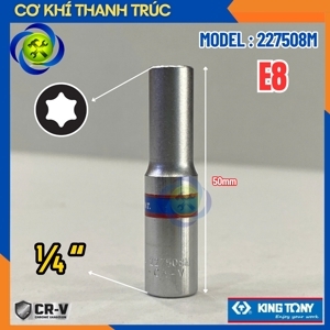 Đầu tuýp dài sao 1/4 size E8 Kingtony 227508M