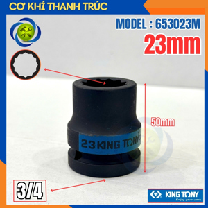 Đầu tuýp đen 23 x 50mm 3/4 inch Kingtony 653023M