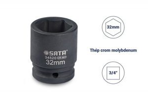 Đầu tuýp đen 6 cạnh 3/4in - 32mm Sata 34520