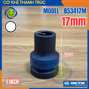 Đầu tuýp đen dài 1″ vuông 4 cạnh 17mm 853417M Kingtony