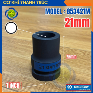 Đầu tuýp đen dài 1″ vuông 4 cạnh 21mm 853421M Kingtony