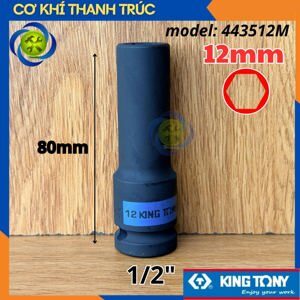Đầu tuýp đen dài 12 x 80mm 1/2 inch Kingtony 443512M
