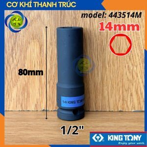 Đầu tuýp đen dài 14 x 80mm 1/2 inch Kingtony 443514M