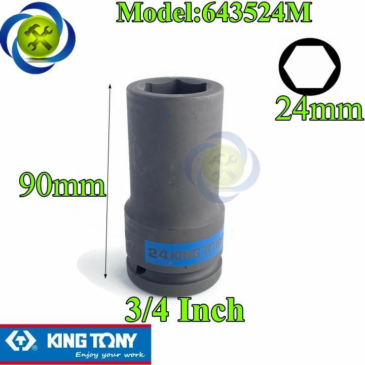 Đầu tuýp đen dài 3/4 inch lục giác Kingtony 643524M