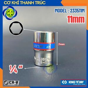 Đầu tuýp ngắn 1/4 inch 11mm Kingtony 233511M