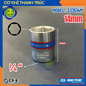 Đầu tuýp ngắn 1/4 inch 14mm Kingtony 233514M