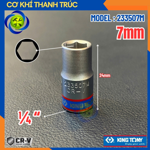 Đầu tuýp ngắn 1/4 inch lục giác 7mm Kingtony 233507M