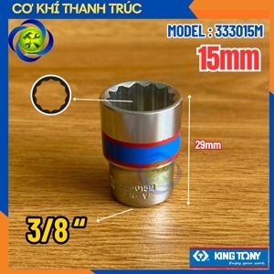 Đầu tuýp ngắn 3/8 inch 15 x 29mm Kingtony 333015M