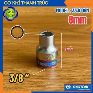 Đầu tuýp ngắn 3/8 inch 8 x 25mm Kingtony 333008M