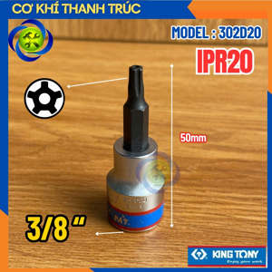 Đầu tuýp sao 5 cạnh có lỗ 3/8 size IPR20 Kingtony 302D20