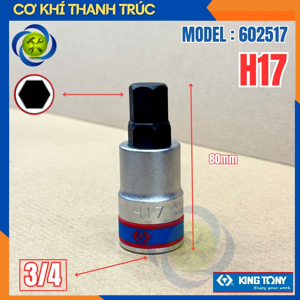 Đầu tuýp trắng 3/4 inch bit lục giác Kingtony 602517