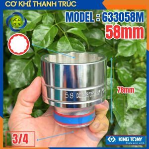 Đầu tuýp trắng ngắn 3/4″ 12 cạnh Kingtony 633058M