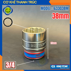 Đầu tuýp trắng ngắn 3/4″ 12 cạnh Kingtony 633038M