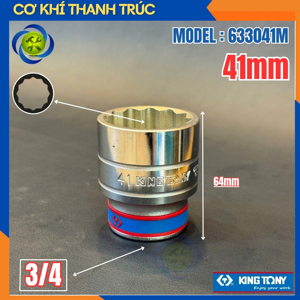 Đầu tuýp trắng ngắn 3/4″ 12 cạnh Kingtony 633041M