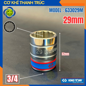 Đầu tuýp trắng ngắn 3/4″ 12 cạnh Kingtony 633029M