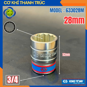 Đầu tuýp trắng ngắn 3/4″ Kingtony 633028M