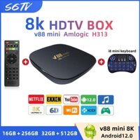 Đầu TV Box 2022 V88 32 + 512GB Android 12.0 8K Ultra HD 2.4GWiFi KèM Phụ KiệN ChấT LượNg Cao