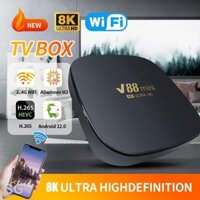 Đầu TV box V88 Nuevo mini Thông Minh Android 12.0 AllWinner H3 quad core 2.4G WIFI 8K 8GB + 128GB ChấT LượNg Cao Phụ Kiện Điện Tử 265 H 265 H Chất Lượng Cao