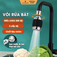 Đầu Vòi Nước Rửa Chén Bát Xịt Tăng Áp Lọc Nước Nhôm 100% Chống Gỉ 3 Tốc Độ Xoay 360 Độ Ion Âm Loại Bỏ Clo Automatik