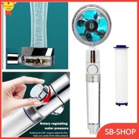 Đầu vòi sen tăng áp DB011 cánh quạt đầu xoay 360 độ đầu vòi hoa sen có nút nhấn stop tắt bật - Ryunashop.