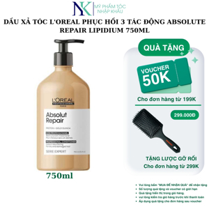 Dầu xả tóc phục hồi 3 tác động L'oreal Absolute Repair Lipidium - 750ml