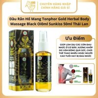 Dầu Xoa Bóp Rắn Hổ Mang Tonphor Gold Herbal Body Massage Black Oil 50ml Thái Lan