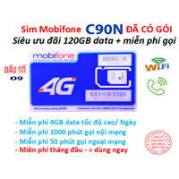 {Đầu09} Sim dùng mãi mãi Mobifone 4G gói C90N  ưu đãi 120 GB/THÁNG + 1000 phút gọi nội mạng + 50 phút liên mạng