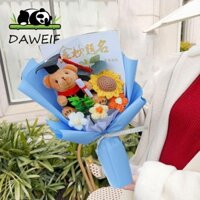Daweif Bó hoa hướng dương gấu tốt nghiệp Tiệc sinh nhật sáng tạo thanh lịch