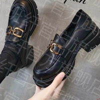 Daxingzhe Đế Dày Cho Nữ Giày Đơn Nền Tảng Giày Da Nhỏ Nhẹ Phong Cách Mới Đại Học Anh JK Giày Nâng Cao Thoáng Khí